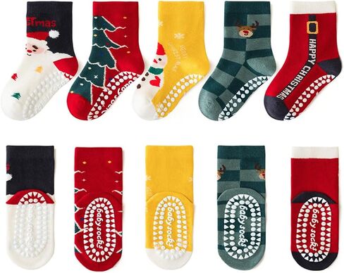 Baby Toddler Christmas Socks Kids Non Slip Grip Socks Xmas Cotton Winter Holiday Cozy Socks for Boy/Girl Children in Saudi Arabia