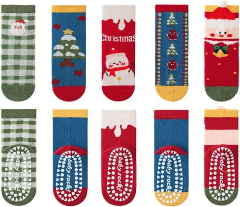 Baby Toddler Christmas Socks Kids Non Slip Grip Socks Xmas Cotton Winter Holiday Cozy Socks for Boy/Girl Children in Saudi Arabia