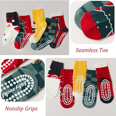 Baby Toddler Christmas Socks Kids Non Slip Grip Socks Xmas Cotton Winter Holiday Cozy Socks for Boy/Girl Children in Saudi Arabia