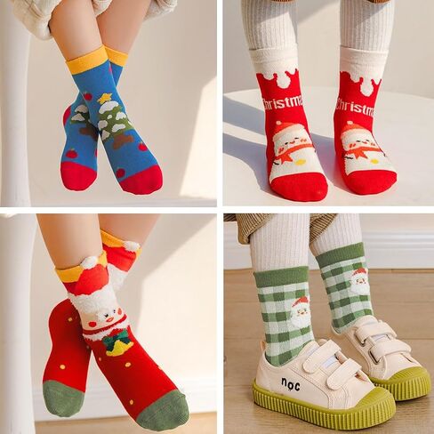 Baby Toddler Christmas Socks Kids Non Slip Grip Socks Xmas Cotton Winter Holiday Cozy Socks for Boy/Girl Children in Saudi Arabia