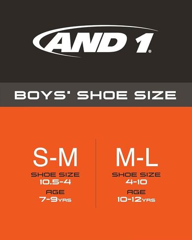 AND1 Boys' Crew Socks - 8 Pack Soft Athletic Mid Calf Socks for Boys - Boys Cushioned Sports Crew Socks (S-L) in Kuwait
