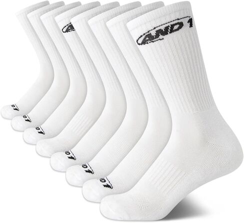AND1 Boys' Crew Socks - 8 Pack Soft Athletic Mid Calf Socks for Boys - Boys Cushioned Sports Crew Socks (S-L) in Kuwait