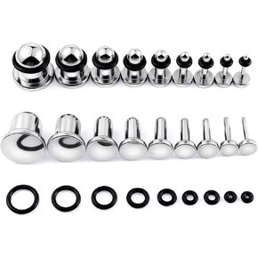 9 Pairs 316L Stainless Steel Ear Gauges Tapers O-Ring Singel Flare Flesh Expander Ear Stretcher Kit Body Piercing Jewelry Set Colorful 14g-00g PLugs Tunnels for Women Men