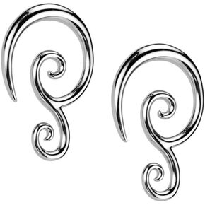 Pierced Owl 316L Stainless Steel Double Spiral Hanging Tapers, Sold as a Pair