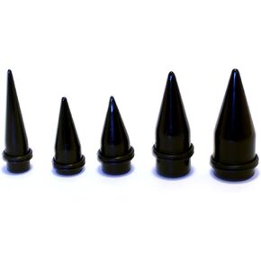 5 Piece 00g 7/16 1/2 9/16 5/8 3/4 7/8 1 Inch Huge Tapers Ear Stretching Kit Black gauges