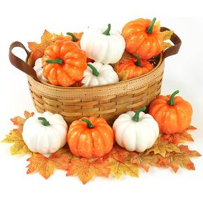 DomeStar 42 قطعة من مجموعات القرع الاصطناعي، 12 قطعة من القرع المزيف مع 30 قطعة من أوراق القيقب قطعة واحدة من أضواء سلسلة قرع الحصاد للحرف اليدوية وديكورات عيد الشكر في الهالوين in Kuwait