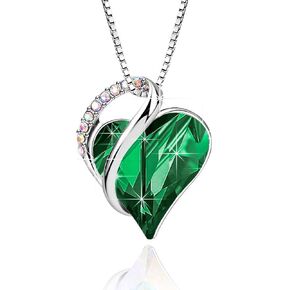 EVEVIC Austrian Crystal Heart Pendant Necklaces for Women Fashion 14K Gold Plated Dainty Necklace Hypoallergenic Jewelry