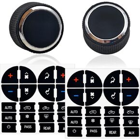 2 Packs Rear Radio Volume Control Knob with AC Dash Button Sticker Repair Kit (2 Packs) for GM 22912547 and Compatible with 07-14 Chevrolet Chevy GMC Buick Cadillac