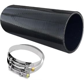 ID 2.5 inch Straight Silicone Hose Coupler 8 inch Length 4-Ply Reinforced with Stainless Steel T-clamps (ID 2.5")