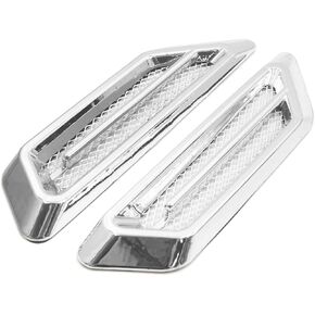 uxcell 2Pcs Chrome Adhesive Car Side Fender Vent Air Flow Decoration Sticker 17 x 4.5cm