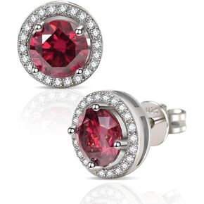 Moissanite Stud Earrings, VVSI Quality D Color Round Cut, Lab Created 925 Sterling Silver with 18K White Gold Plated, Double Halo Design – Idea Gift for Women Men