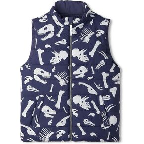 Hatley Boys' Dino Fossils Reversible Quilted Vest (Toddler/Little Big Kid)