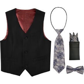 سترة للأولاد بدلة رسمية مكونة من 4 قطع، صدرية وربطة عنق بلون موحد مع جيوب in Kuwait