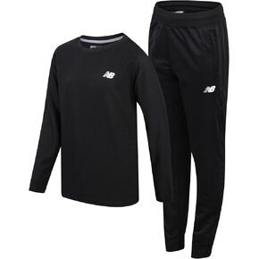 New Balance Boys' Tracksuit Set - 2 Piece Long Sleeve Poly Thermal Shirt and Tricot Jogger Sweatpants for Boys (8-20)