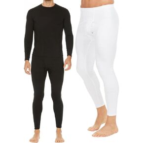 Thermajohn Long Johns Set + Bottoms Size XS Black Set White Bottoms