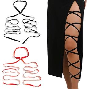 2 PCS Elastic Leg Wraps Rave Sexy Thigh Garter Leg Women's Exotic Hosiery for Costume Accessories