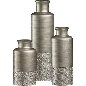 Creative Scents Dublin Brown Vases Set of 3 Home Decor Vases, Mantel Decor, Premium Décor, Centerpiece Table Decorations for Your Dining Table, Living Room, Office, Bathroom, Shelf Decor - Home Decor