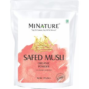 Safed Musli Powder (Chlorphytum Borivillianum) by mi Nature USDA Organic | 227g (8 oz) (1/2 lb) | Herb for Vigour and Vitality | Promotes Healthy reproductive System Functions|