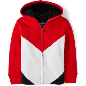 The Children's Place Boys' Long Sleeve, Sherpa Lined, Zip-Front Hoodie Sweatshirt