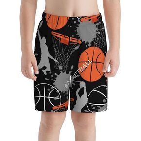 Sports Basketball Boys Swim Trunks with Compression Liner Bathing Suits Beach Boards Shorts Kids Youth Teen 14-16 Multicoloured