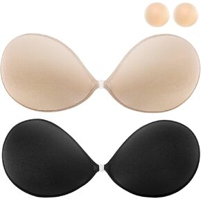 LEOFI Sticky Bra Push Up Strapless Bras Adhesive Bra with Silicone Nipple Covers