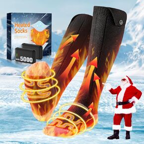 2025 Heated Socks, 5000mAh*2 Heated Socks for Men Women with 3 Warming Levels, 360° Warming Rechargeable Electric Socks Up to 12 Hours, Battery Heating Socks Foot Warmer for Winter Hunting, Skiing, M