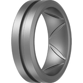ThunderFit Silicone Wedding Rings for Men, Breathable Brushed Top Middle Engraved Line Rubber Engagement Bands 8.2mm Wide 2.5mm Thick - 1/4/6/7 Variety Multipack