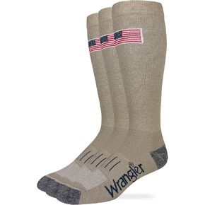 Wrangler Men's American Flag Everyday Western Tall Boot Socks (3 Pairs)