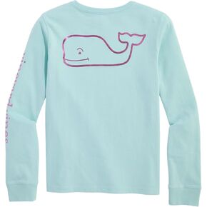 vineyard vines Girls' Foil Vintage Whale Long-Sleeve Pocket Tee