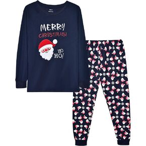 SkiBeaut Christmas Couple Pajamas Sets Long Sleeve Holiday Sleepwear Party Pjs for Men Women Xmas Long Johns Santa Claus