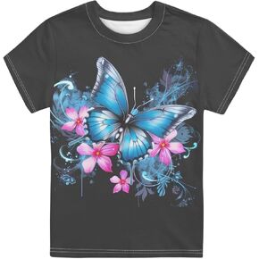 Xhuibop Kids Tshirts Girls Boys 3-16 Years Summer Clothes for Teens Loose Fitting Tops