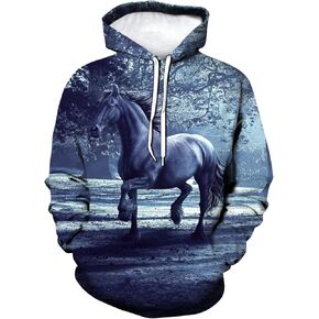 Novelty Horse 3D Print Hoodie Animal Hoodies Sweatshirt Pullover for Men Women