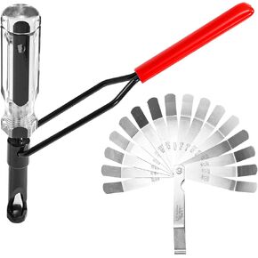 Jam Nut Valve Adjustment Tool with Feeler Gauge, Valve Lash Adjustment Tool Slotted Valve Adjusting Stud Valve Grinding Lapping Tool for Toyota Nissan Japanese Auto Vehicle Engines (10mm)