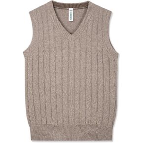 BOBOYOYO Boys Sweater Vest Unisex Cable Knit 100% Cotton Toddler Uniform Vest for Little Big Childrens Kids Teenage Girls