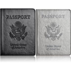 Eoehro 2Pack Passport Holder Wallet Cover Case, Travel Essentials for Women and Men