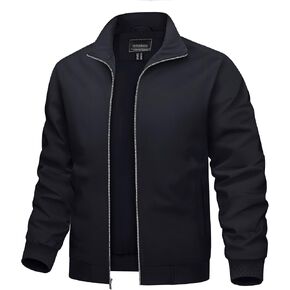TACVASEN Men's Bomber Jacket Lightweight Casual Windproof Running Spring Windbreaker Sportswear Outerwear