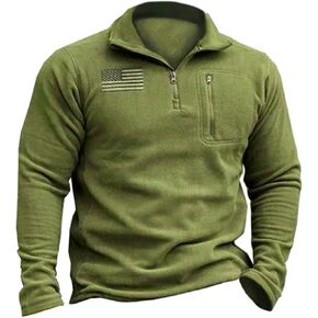 Mens Tactical Fleece Jacket Quarter Zip Pullover Soft Warm Sweatshirt