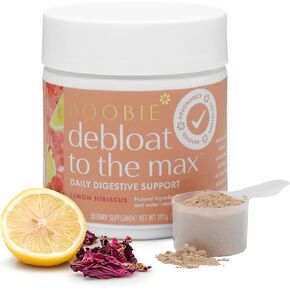 Boobie Debloat to the Max | Rapid Debloating for Women & Men | L-Glutamine and Marshmallow Root for Gut Health | Lemon Hibiscus Flavor, 40 Servings