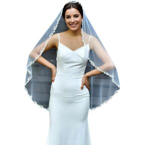 Wedding Veil for Brides 1 Tier Elegant Wedding Bridal Veil with Comb for Women