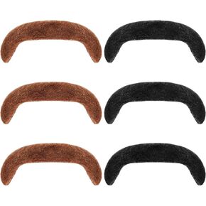6 Pcs 60s 70s Fake Mustache, Self Adhesive Fake Brown Handlebar Mustache Black Mustache, Funny Fake Beards False Facial Hair Detective Costume for Halloween Christmas Festival Party Cosplay