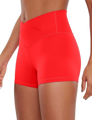 CRZ YOGA Womens Butterluxe Crossover Biker Shorts 3 Inches - Criss Cross High Waisted Workout Yoga Shorts Buttery Soft in Saudi Arabia