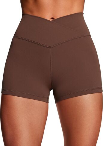 CRZ YOGA Womens Butterluxe Crossover Biker Shorts 3 Inches - Criss Cross High Waisted Workout Yoga Shorts Buttery Soft in Saudi Arabia