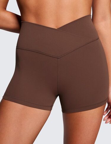 CRZ YOGA Womens Butterluxe Crossover Biker Shorts 3 Inches - Criss Cross High Waisted Workout Yoga Shorts Buttery Soft in Saudi Arabia