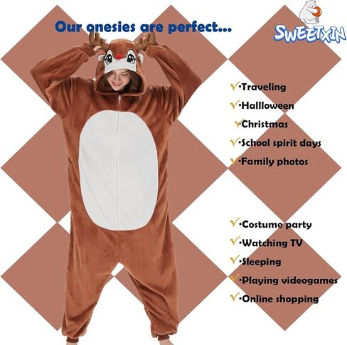 بدلة نوم SweetXIN للبالغين من الجنسين للهالوين والكريسماس التنكرية للنساء والرجال in Kuwait