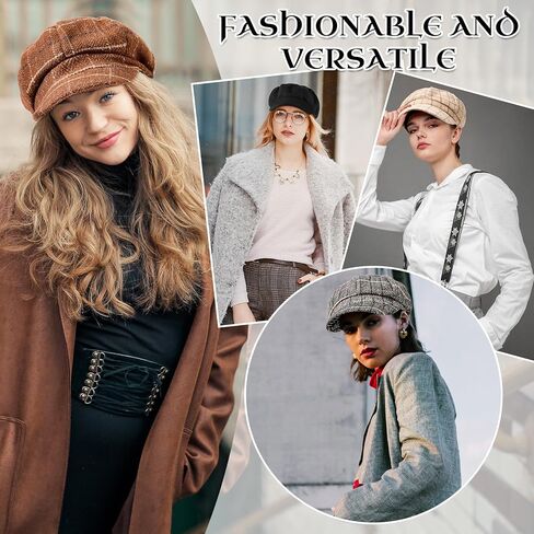 Newsboy Hats for Women Vintage Plaid Newsboy Cap for Men and Women Beret Paperboy Hat Fall Hats for Women 2024 in Saudi Arabia