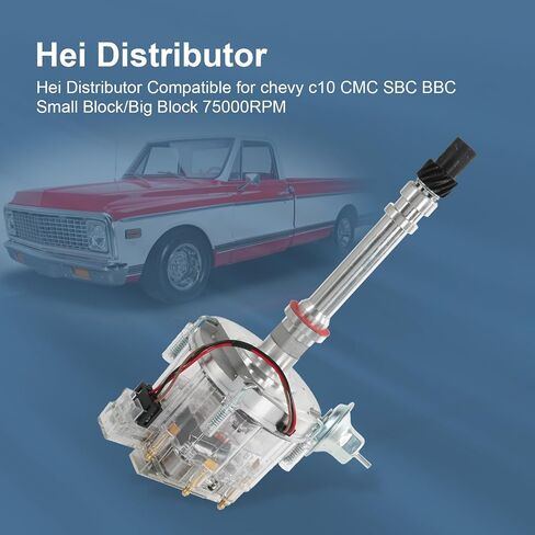 غطاء شفاف لموزع HEI متوافق مع Chevy GM SBC V8 283 305 307 327 350 400 كتل صغيرة BBC 396 427 454 كتلة كبيرة 65K ملف 7500 دورة في الدقيقة in Kuwait