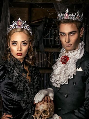 SWEETV Couple Crowns for Women & Men,Crystal Queen Tiara King Crown Set,2-Pack Medieval Hair Accessories for Prom Wedding Photo Shoot Birthday【Couple Crowns Series】 in Saudi Arabia