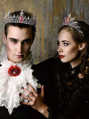 SWEETV Couple Crowns for Women & Men,Crystal Queen Tiara King Crown Set,2-Pack Medieval Hair Accessories for Prom Wedding Photo Shoot Birthday【Couple Crowns Series】 in Saudi Arabia