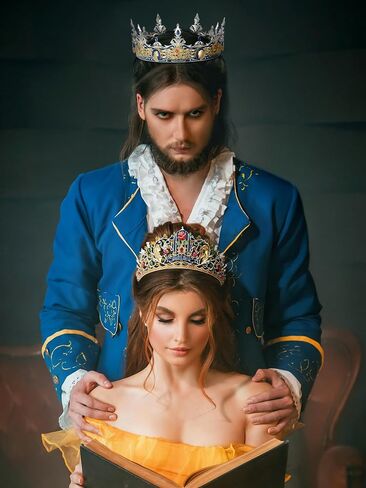 SWEETV Couple Crowns for Women & Men,Crystal Queen Tiara King Crown Set,2-Pack Medieval Hair Accessories for Prom Wedding Photo Shoot Birthday【Couple Crowns Series】 in Saudi Arabia