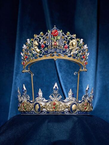SWEETV Couple Crowns for Women & Men,Crystal Queen Tiara King Crown Set,2-Pack Medieval Hair Accessories for Prom Wedding Photo Shoot Birthday【Couple Crowns Series】 in Saudi Arabia